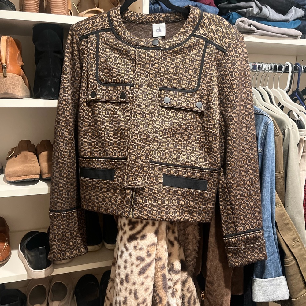 CAbi Brown and Black Patterned Women's Blazer